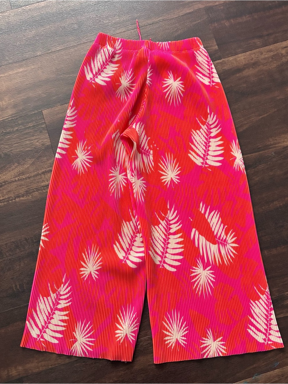 Zara girls 8/9 yr old Bright Tropical Print Pants vacation summer wide leg